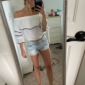 White off the shoulder shirt